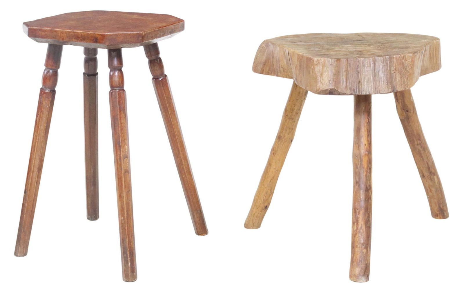 (2) CANTED BURLWOOD & RUSTIC LIVE EDGE STOOLS (1 of 3)