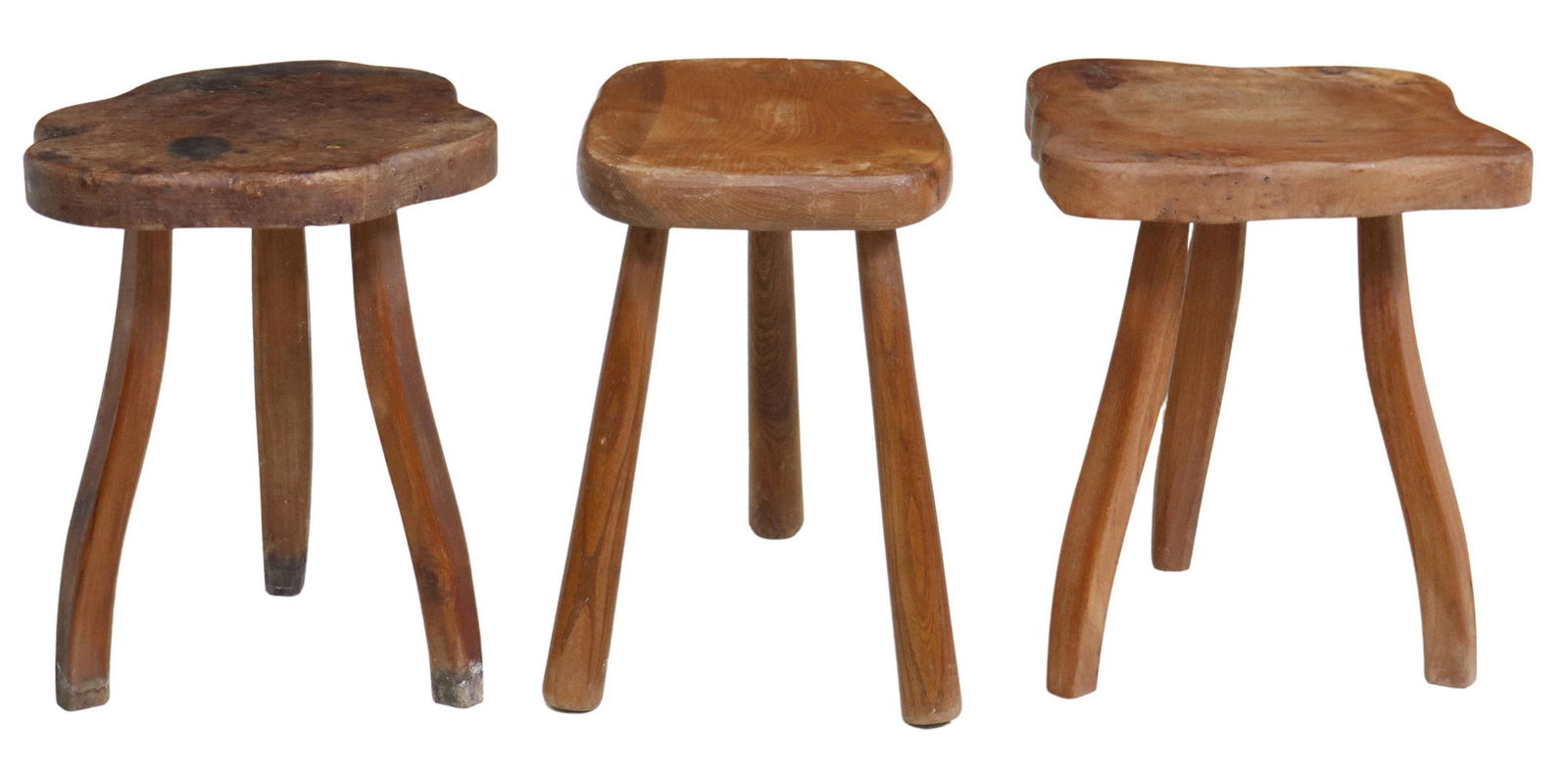 (3) RUSTIC FRENCH LIVE EDGE BURLWOOD STOOLS (1 of 3)