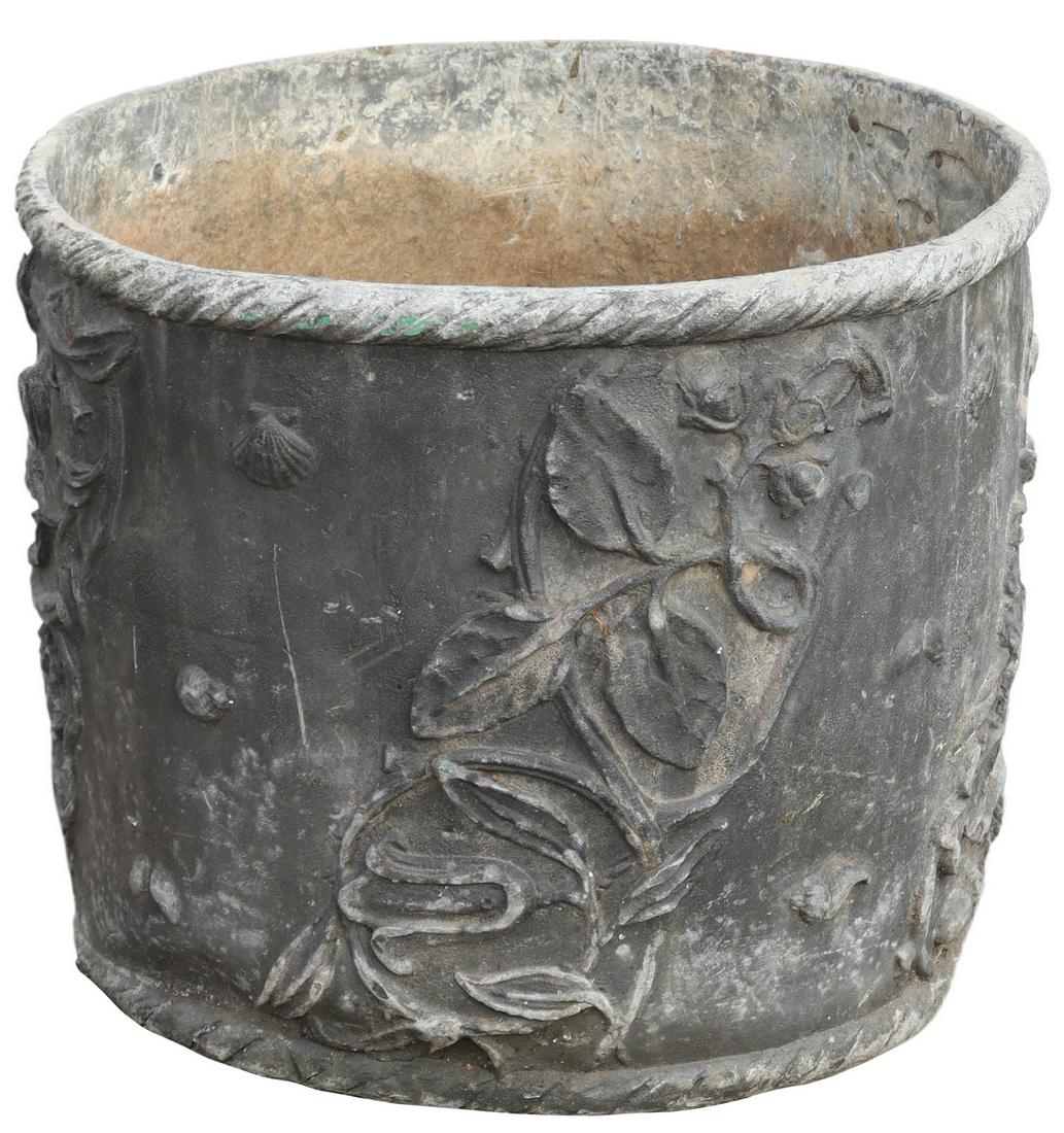 CAST COMPOSITION CYLINDRICAL GARDEN PLANTER (1 of 3)