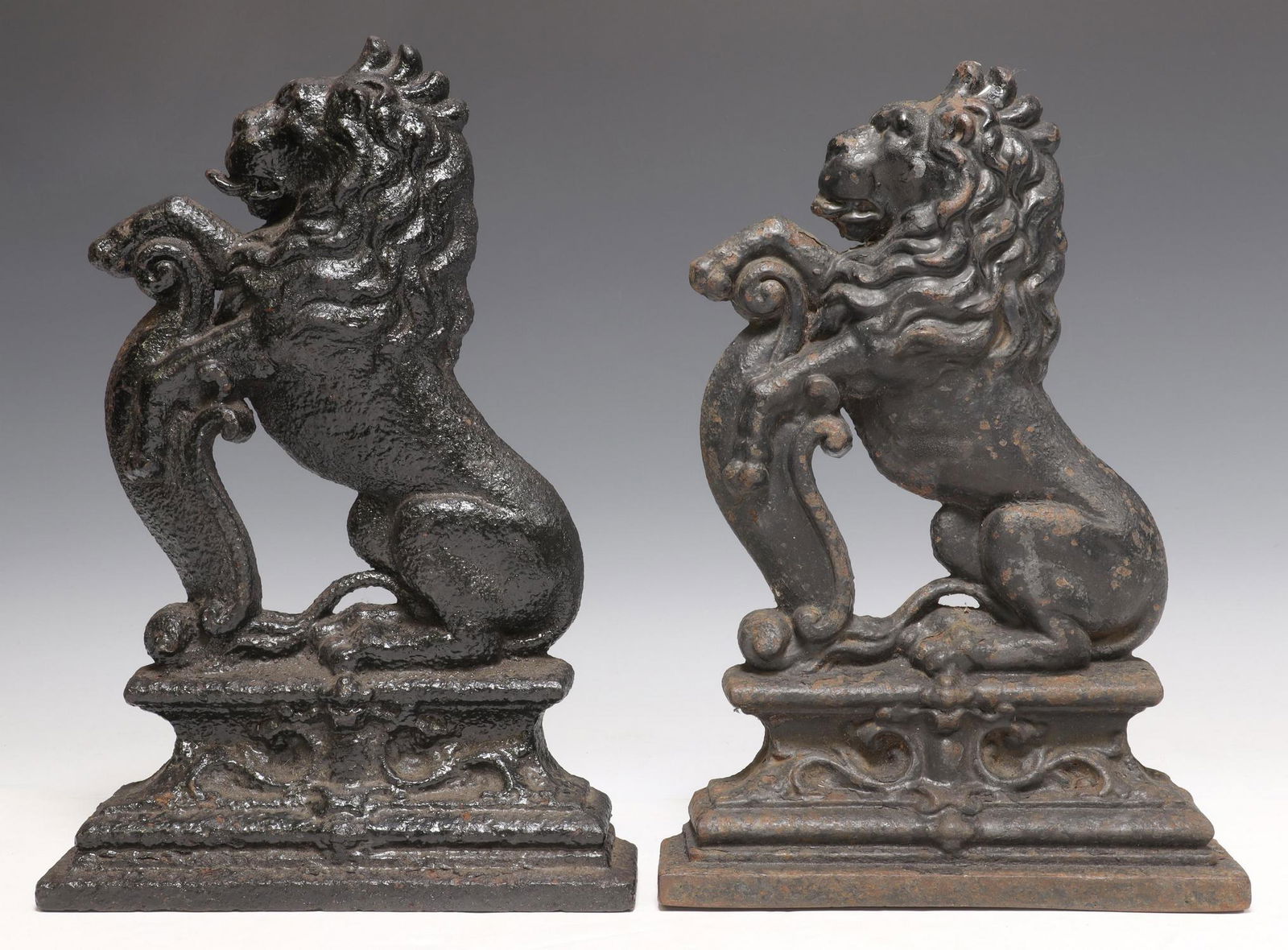 (2) PAINTED CAST IRON LION DOOR PORTERS (1 of 3)
