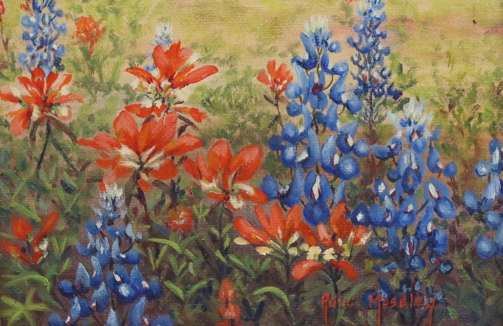 RILLIE MOSELEY (TX, D.1988) PAINTING BLUEBONNETS (1 of 4)