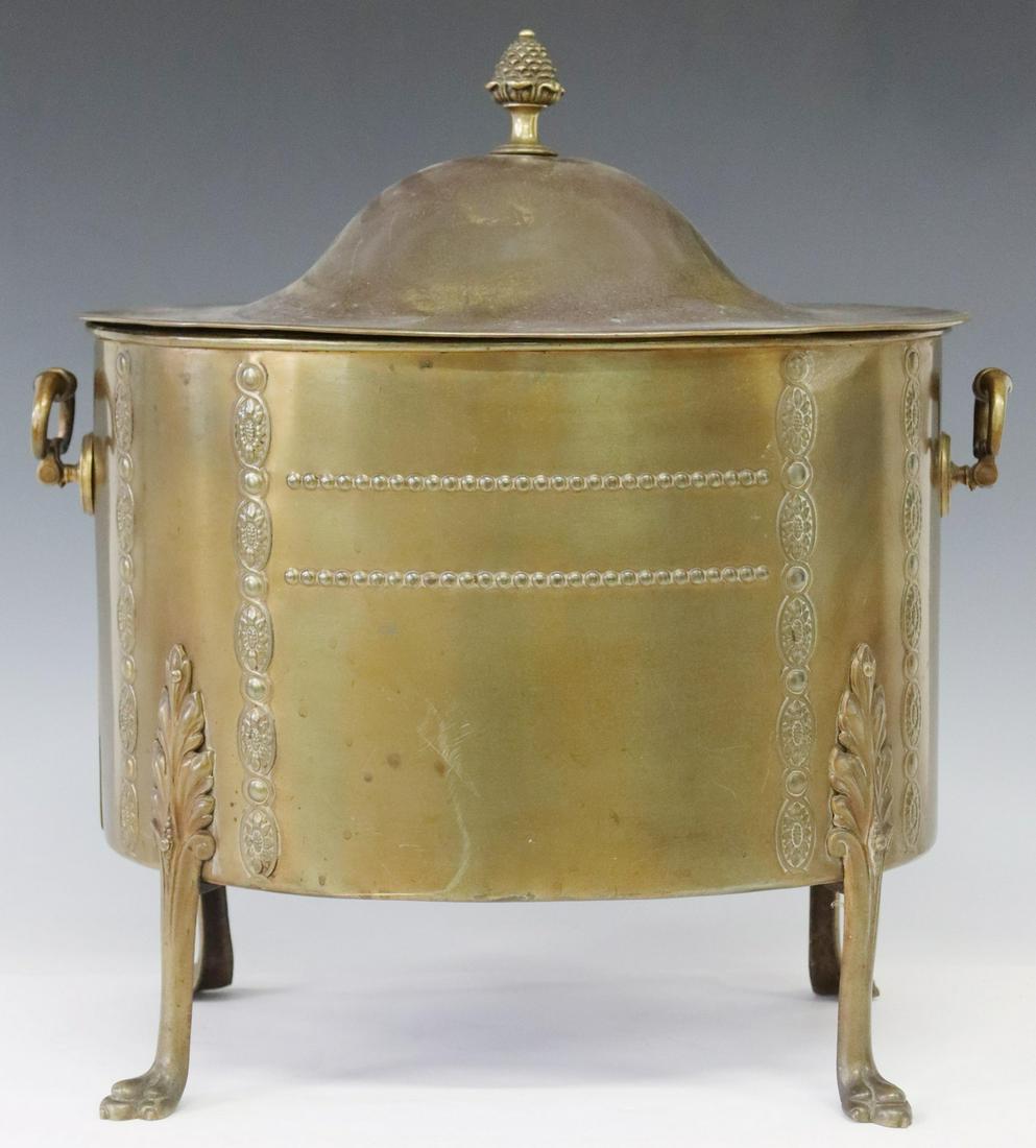 ENGLISH BRASS LIDDED COAL BIN (1 of 4)