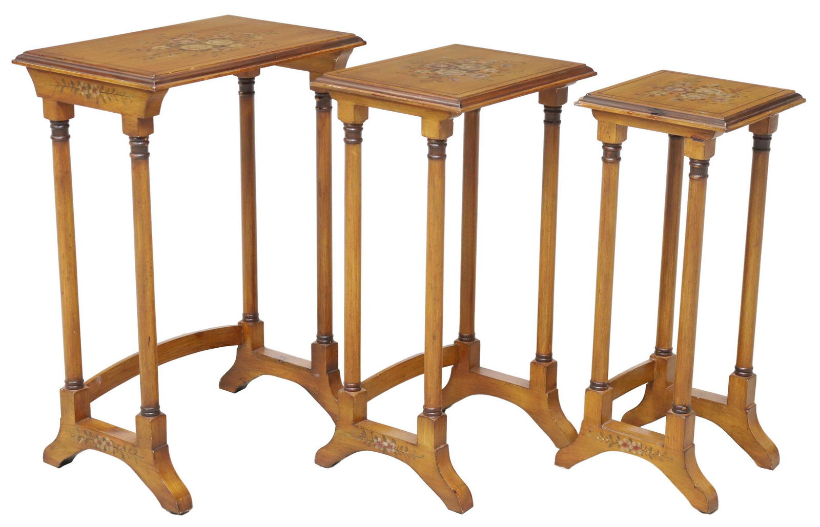 (3) HAND-PAINTED FLORAL DESIGN NESTING TABLES (1 of 4)