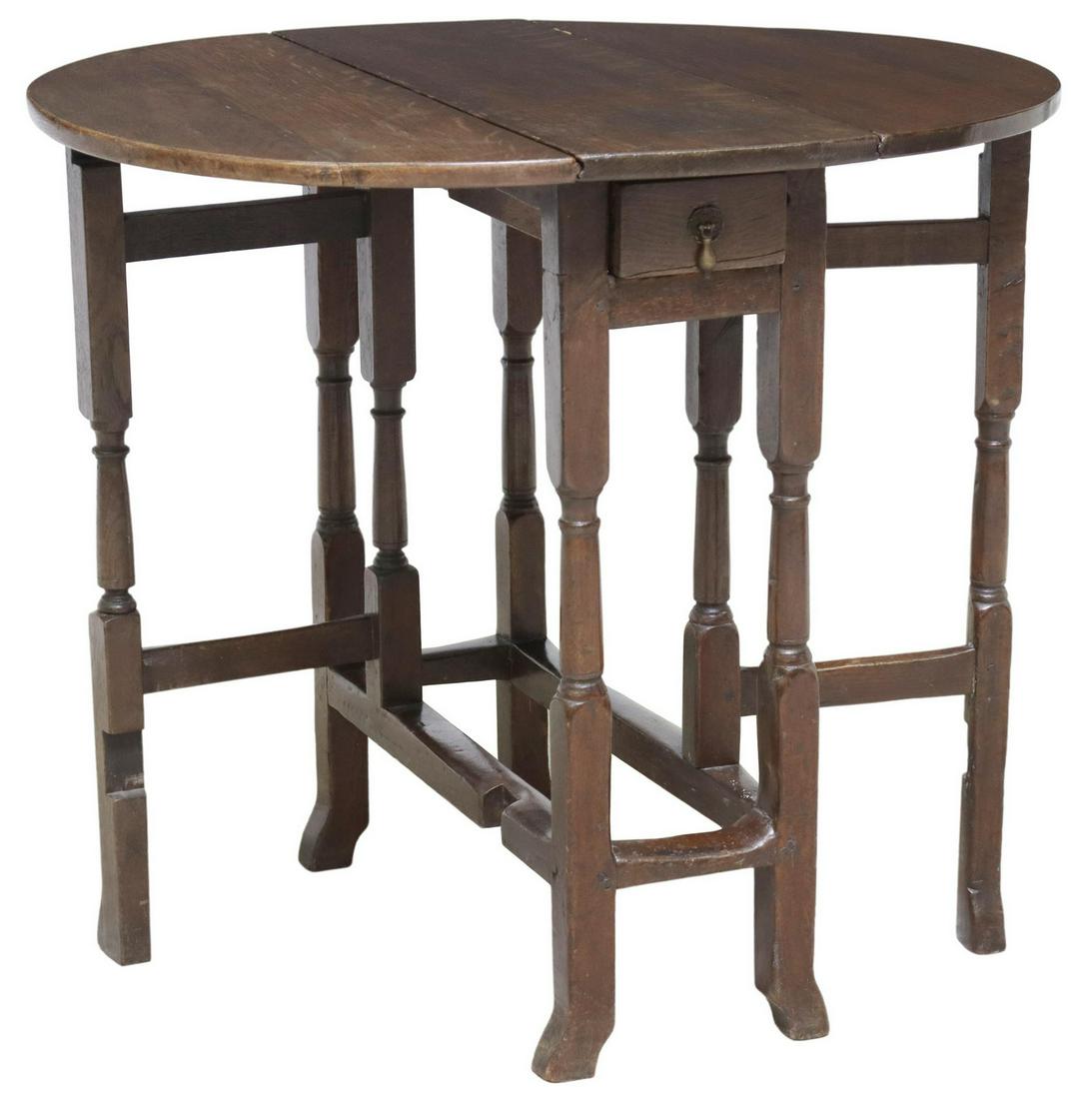 ENGLISH OAK DROP LEAF SIDE TABLE WITH DRAWER (1 of 6)