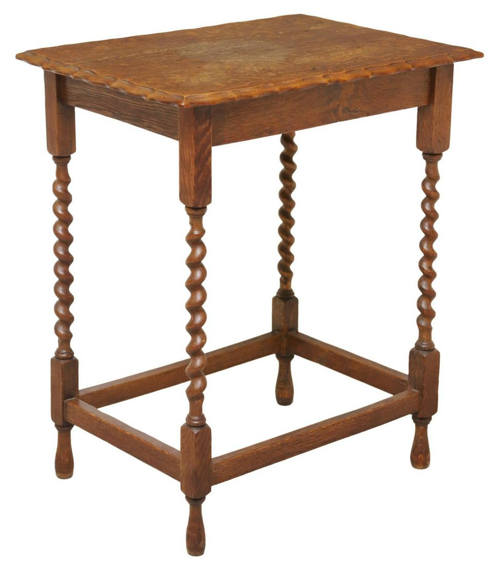 ENGLISH CARVED OAK BARLEY TWIST SIDE TABLE (1 of 4)