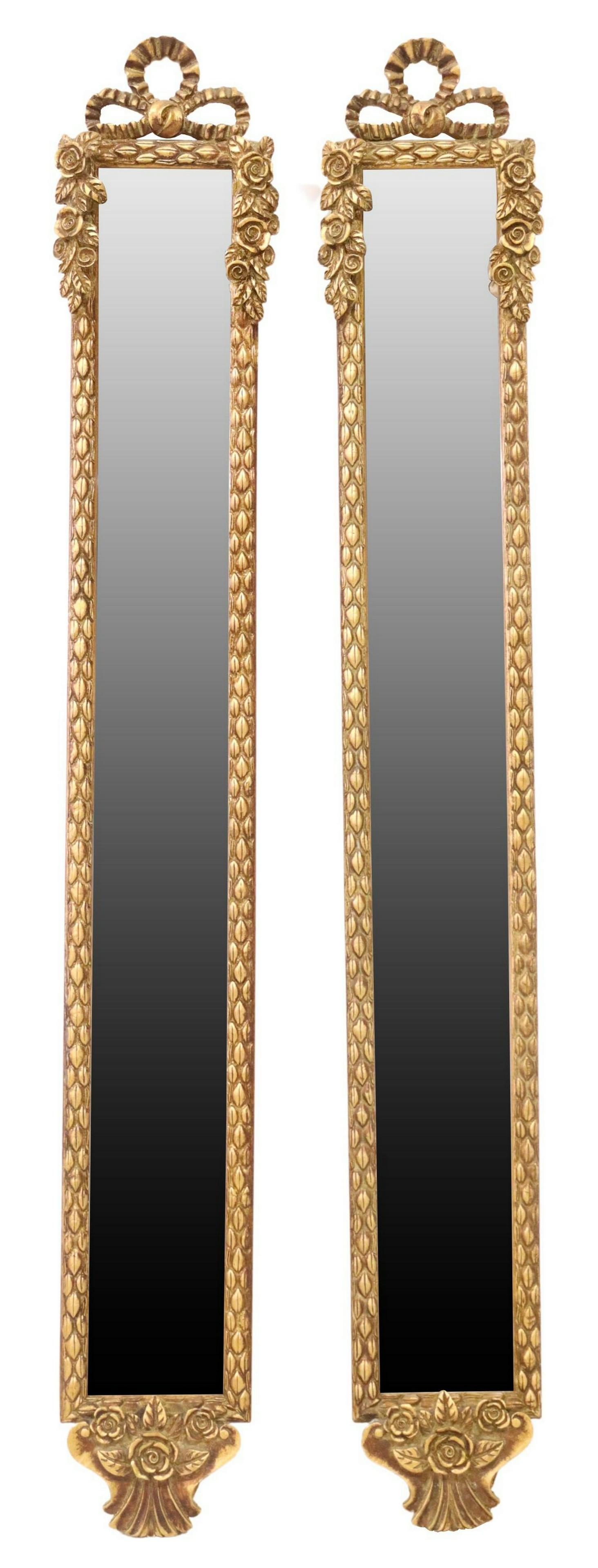 (2) GILT-PAINTED FLORAL WALL MIRROR PANELS (1 of 3)