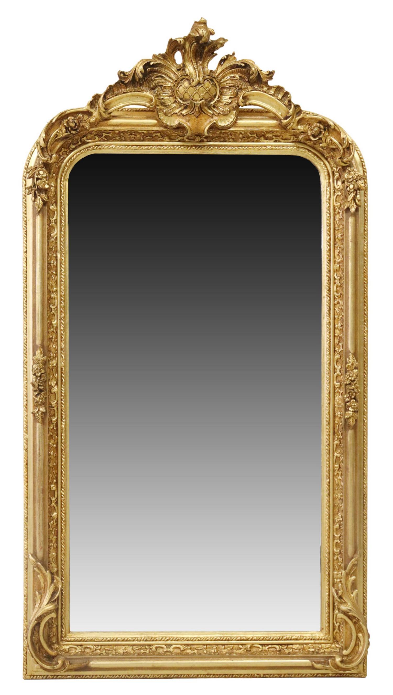 LARGE LOUIS XV STYLE GILTWOOD WALL MIRROR (1 of 3)