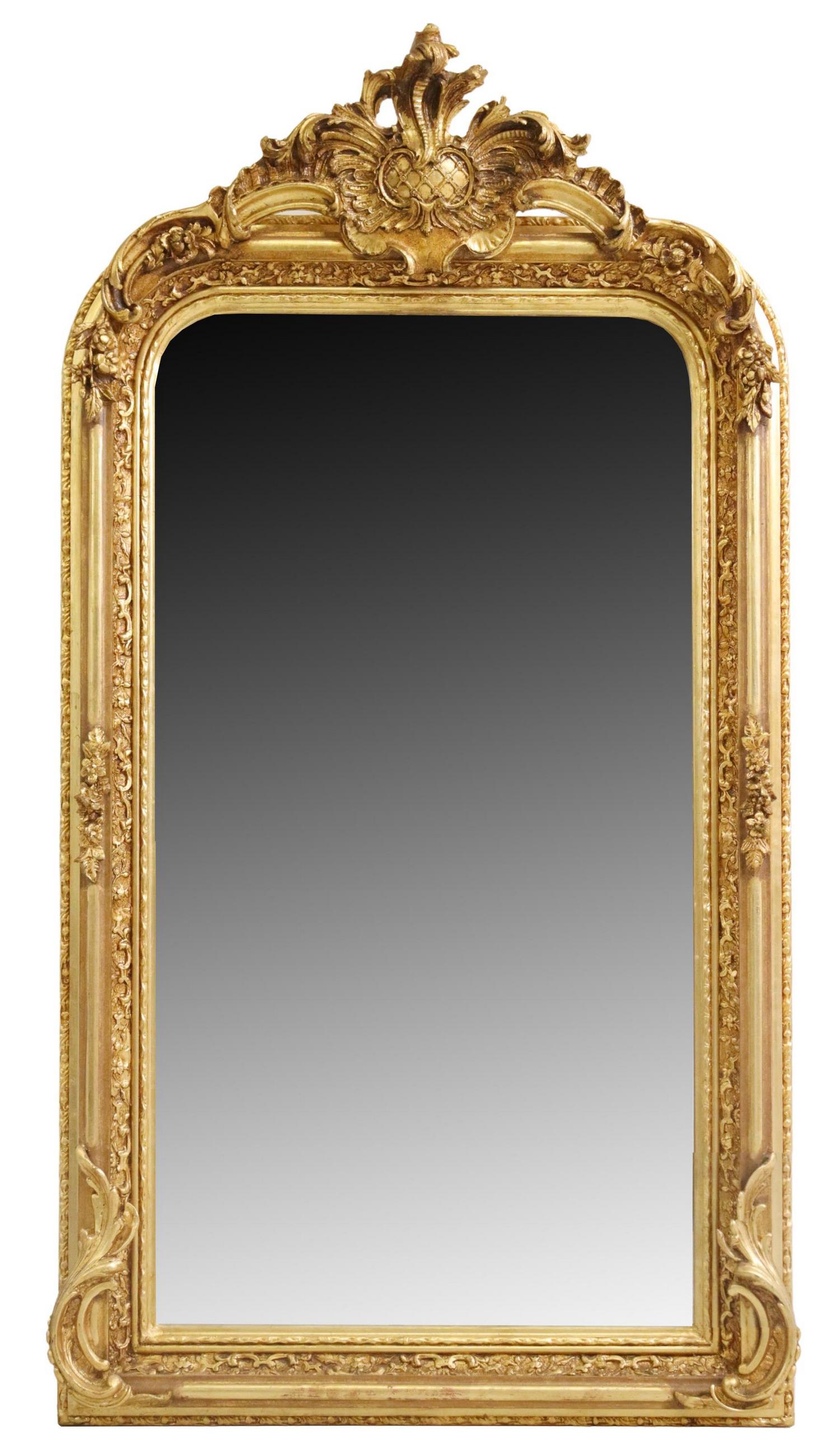 LARGE LOUIS XV STYLE GILTWOOD WALL MIRROR (1 of 3)