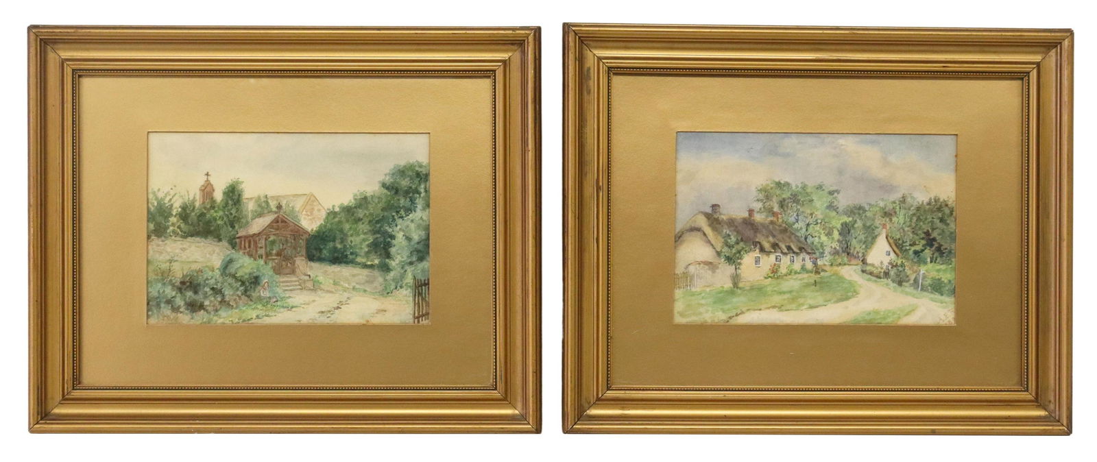 (2) FRAMED COUNTRY SCENE WATERCOLOR PAINTINGS (1 of 5)