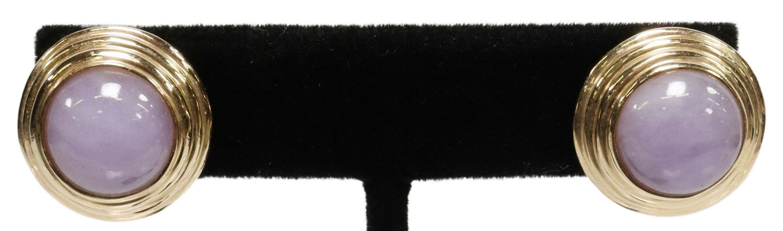 ESTATE 14KT YELLOW GOLD & LAVENDER JADE EARRINGS (1 of 2)