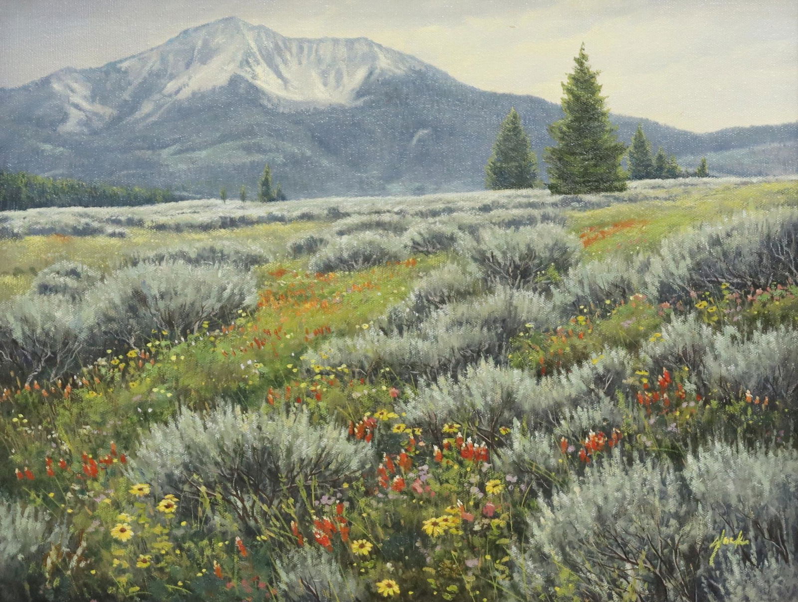 GREG GLOWKA (TX, B.1957) PAINTING 'MONTANA SPRING' (1 of 4)