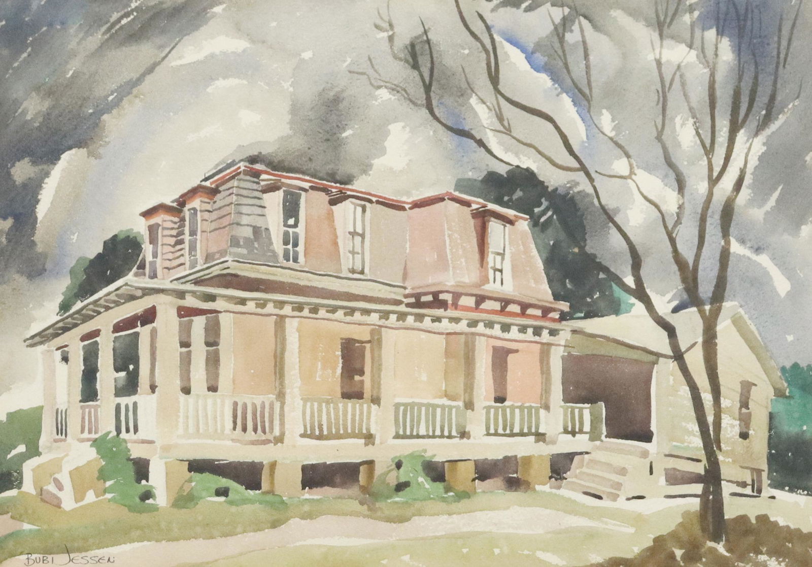 BUBI JESSEN (TX, D.1979) ARCHITECTURE WATERCOLOR (1 of 4)