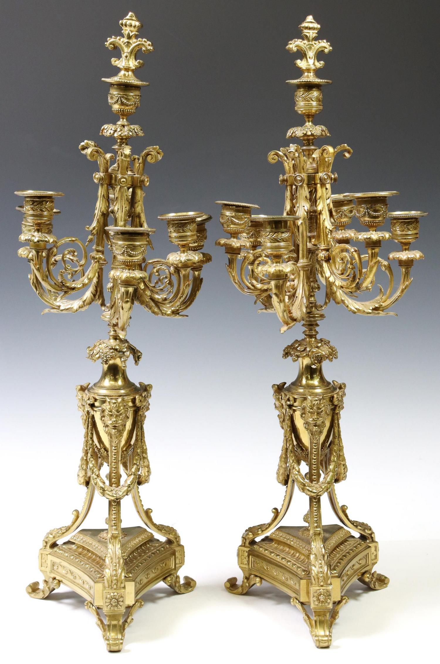(2) FRENCH BRONZE SEVEN-LIGHT CANDELABRA (1 of 2)