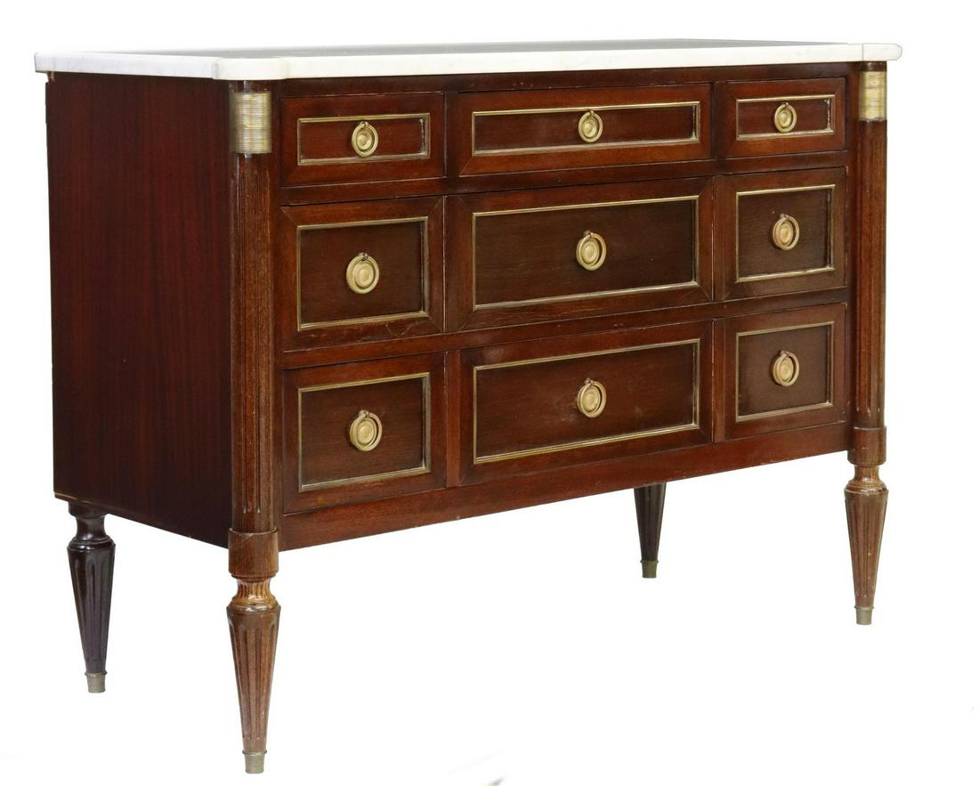 FRENCH LOUIS XVI STYLE MARBLE-TOP COMMODE (1 of 5)