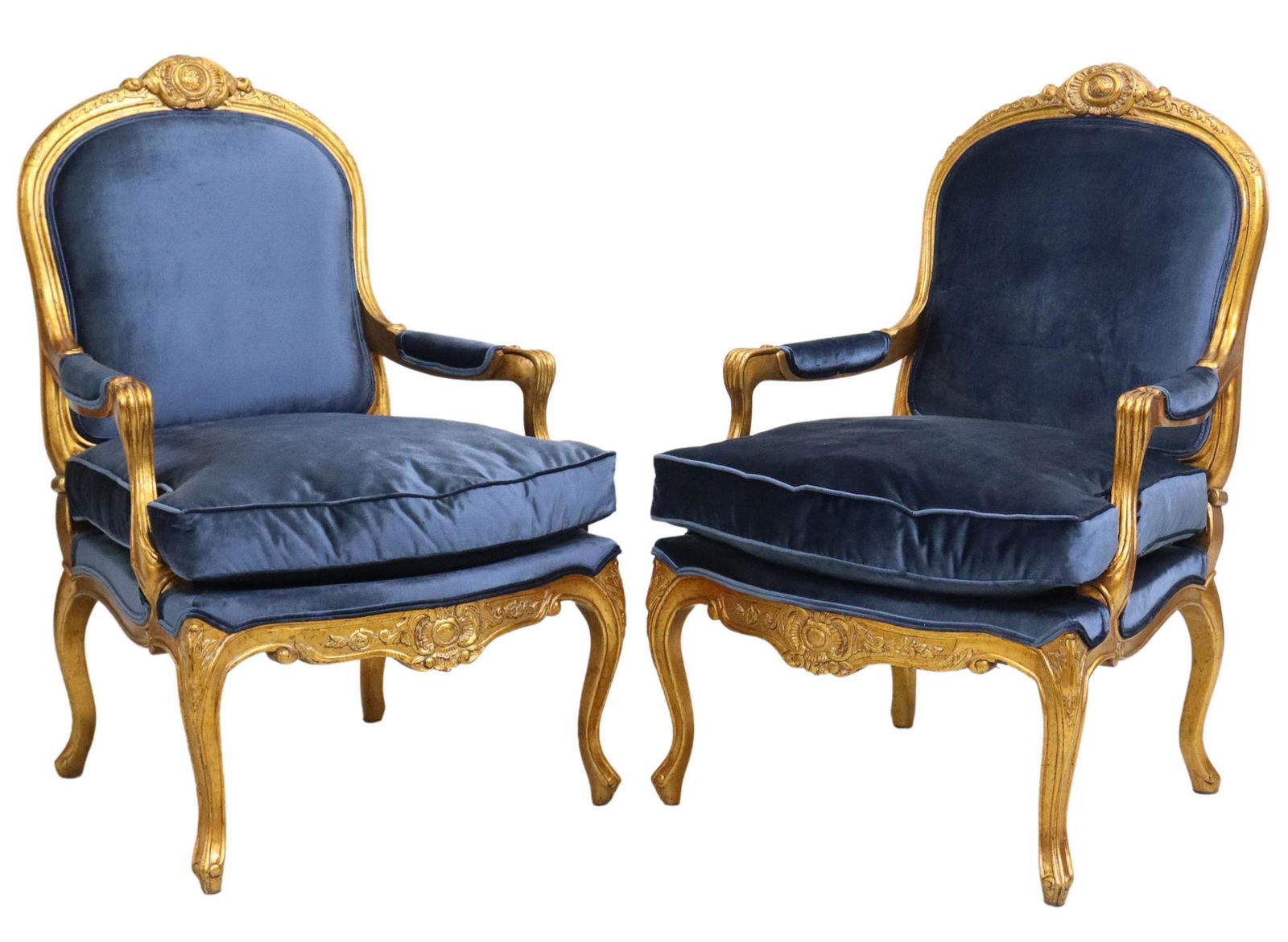(2) LOUIS XV STYLE GILT & UPHOLSTERED FAUTEUILS (1 of 3)