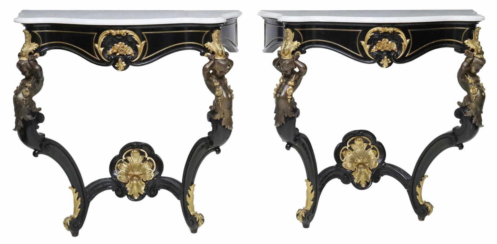 (2) LOUIS XV STYLE ORMOLU-MOUNTED CONSOLE TABLES (1 of 4)
