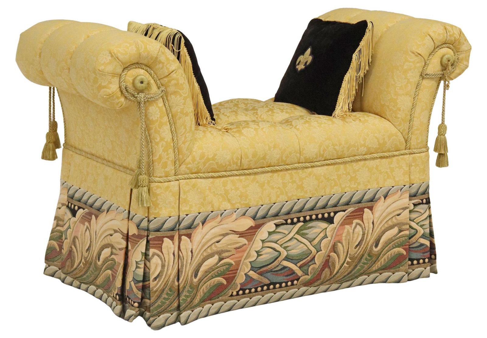 CUSTOM UPHOLSTERED SKIRTED BENCH (1 of 4)