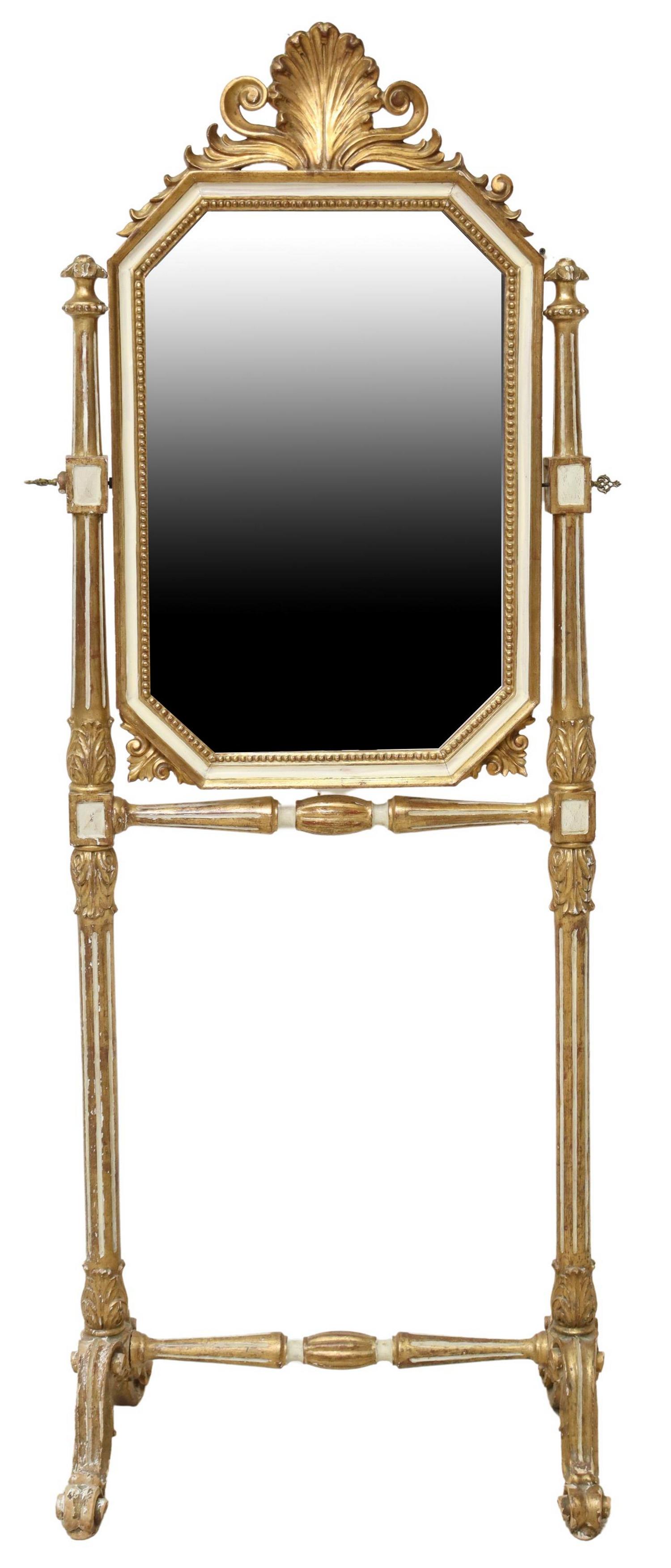 ITALIAN PAINTED & PARCEL GILT CHEVAL MIRROR (1 of 3)