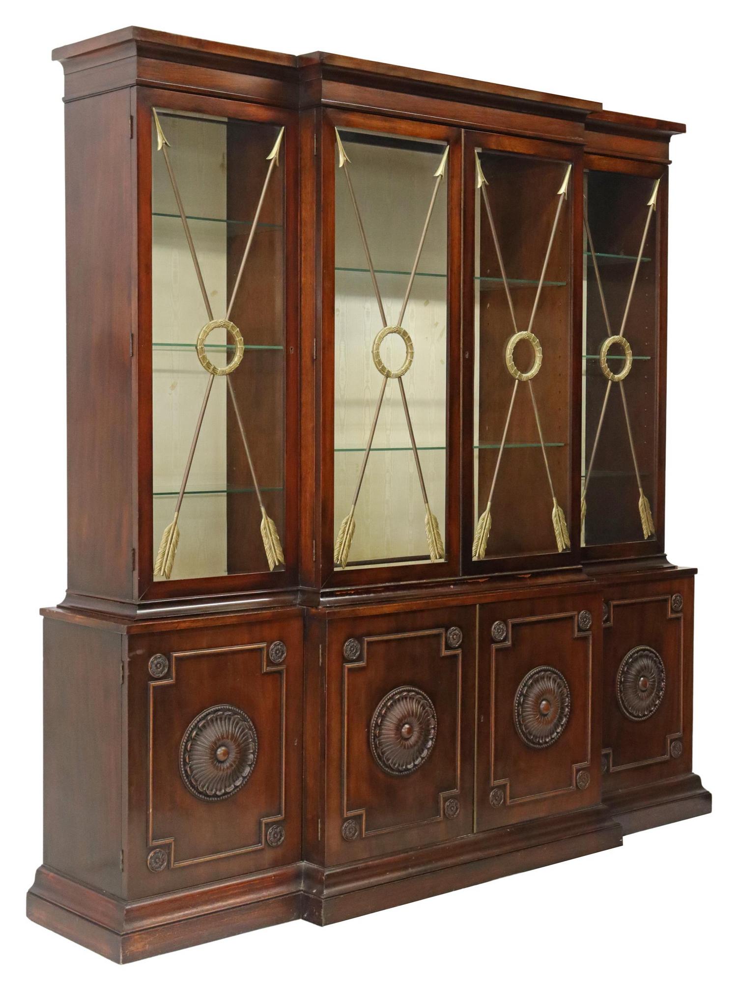 LARGE MAHOGANY BREAKFRONT DISPLAY CABINET (1 of 4)