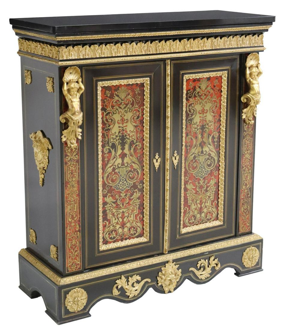 NAPOLEON III MARBLE-TOP BOULLE WORK CABINET (1 of 5)