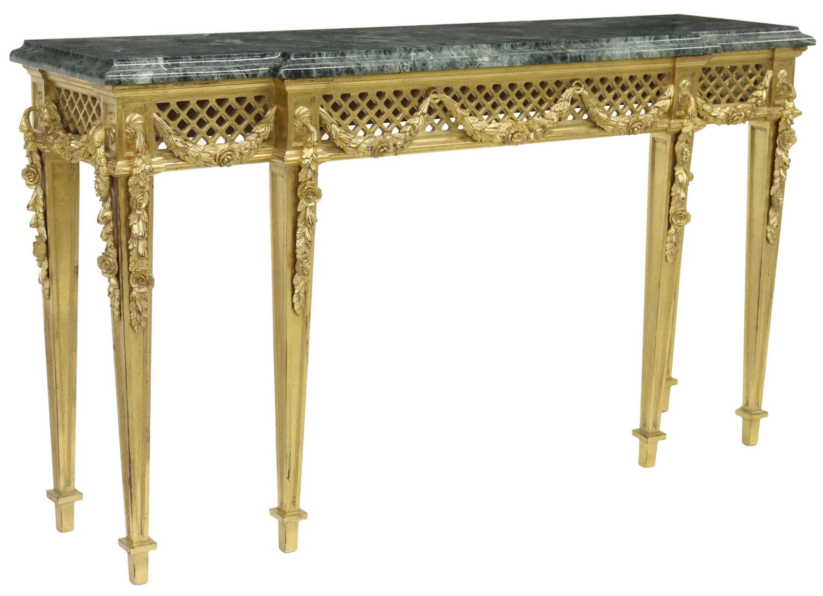 NEOCLASSICAL STYLE MARBLE-TOP GILTWOOD CONSOLE (1 of 4)