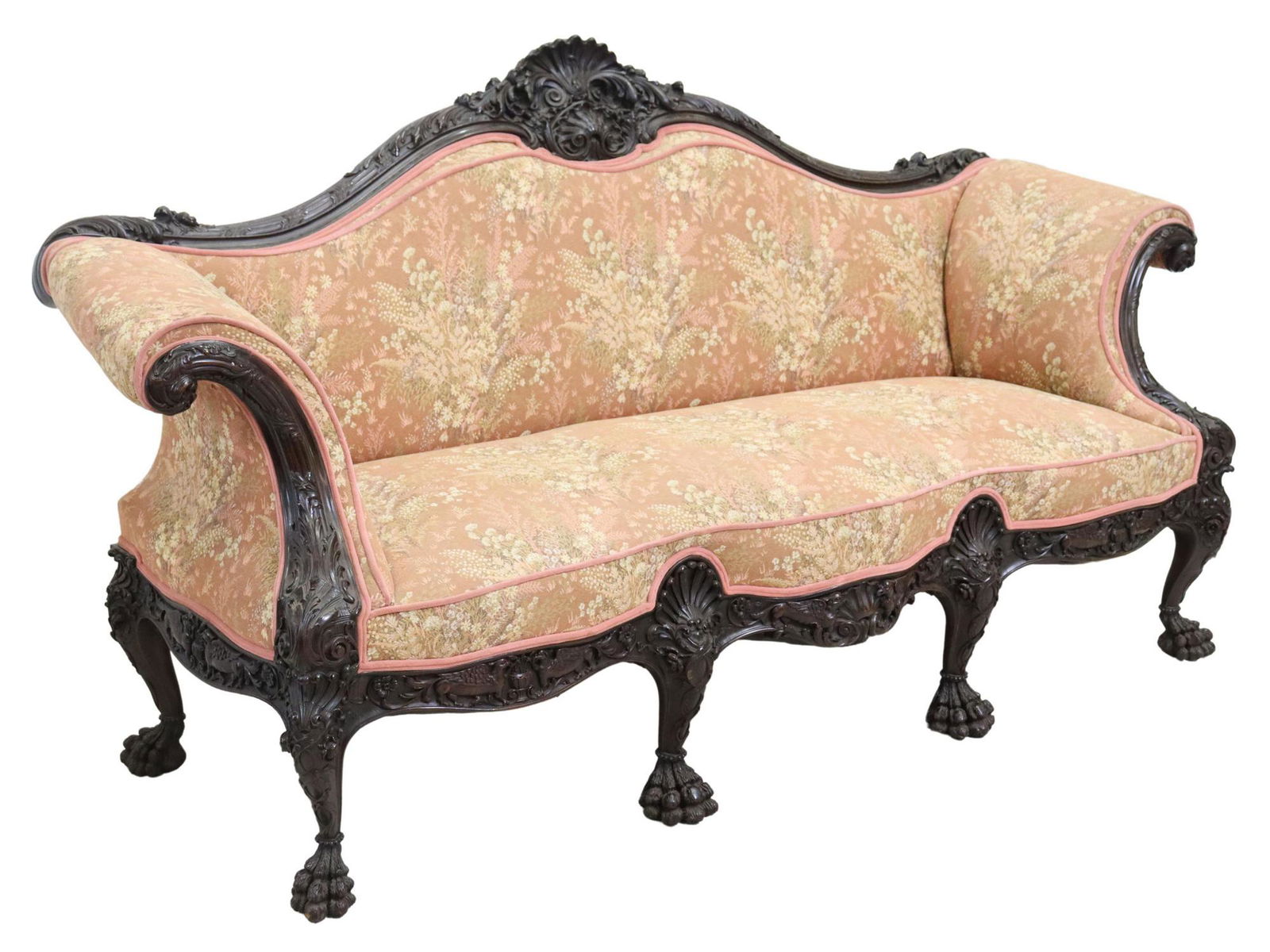 FINE CHIPPENDALE STYLE CARVED MAHOGANY SOFA (1 of 6)