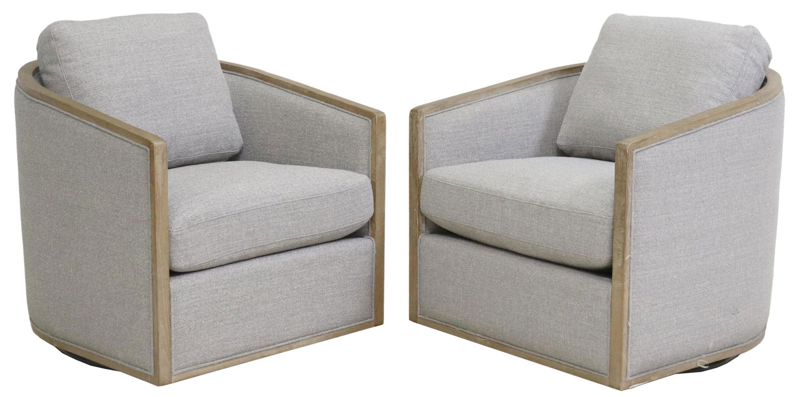 (2) CONTEMPORARY UPHOLSTERED SWIVEL ARMCHAIRS (1 of 3)