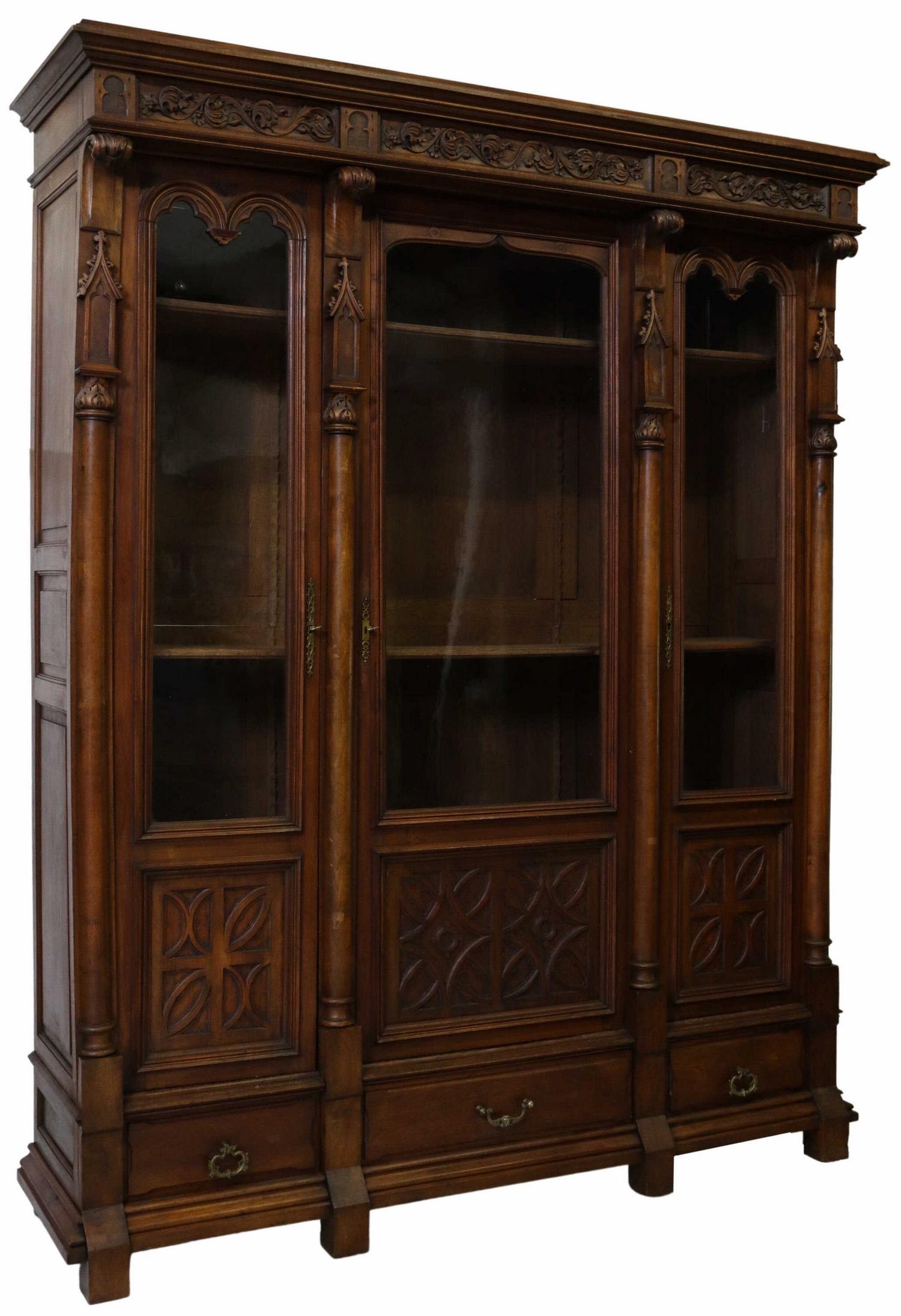 FRENCH GOTHIC REVIVAL CARVED BOOKCASE (1 of 4)