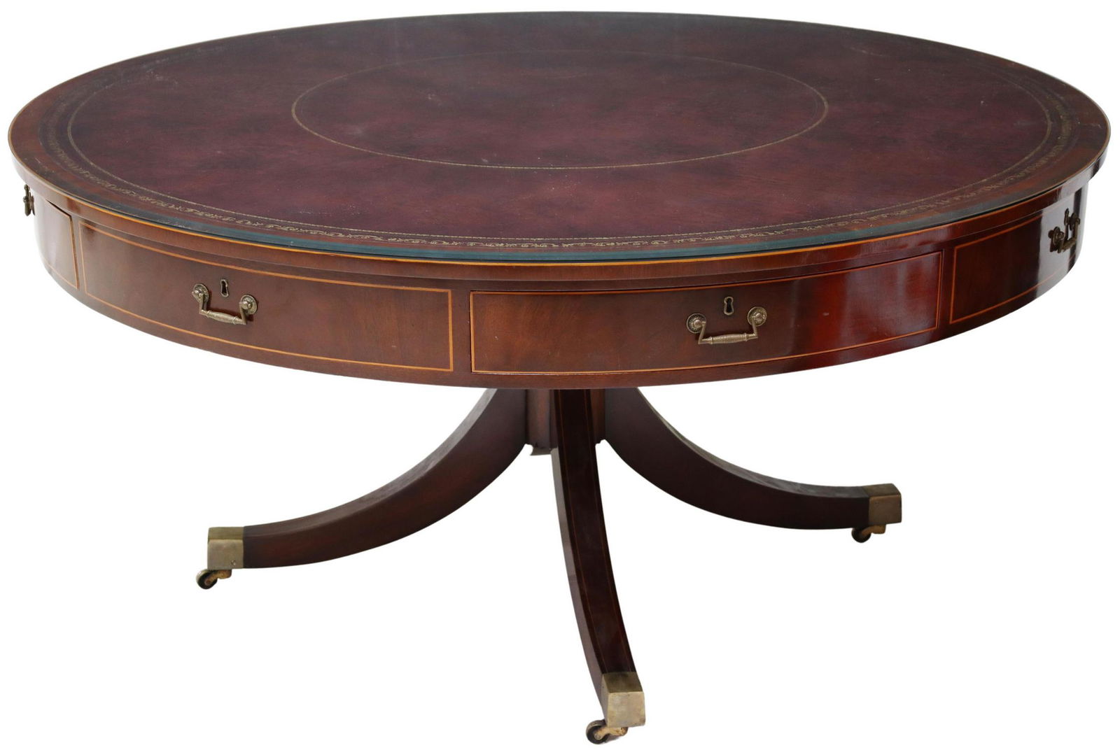 REGENCY STYLE LEATHER-TOP MAHOGANY RENT TABLE (1 of 4)