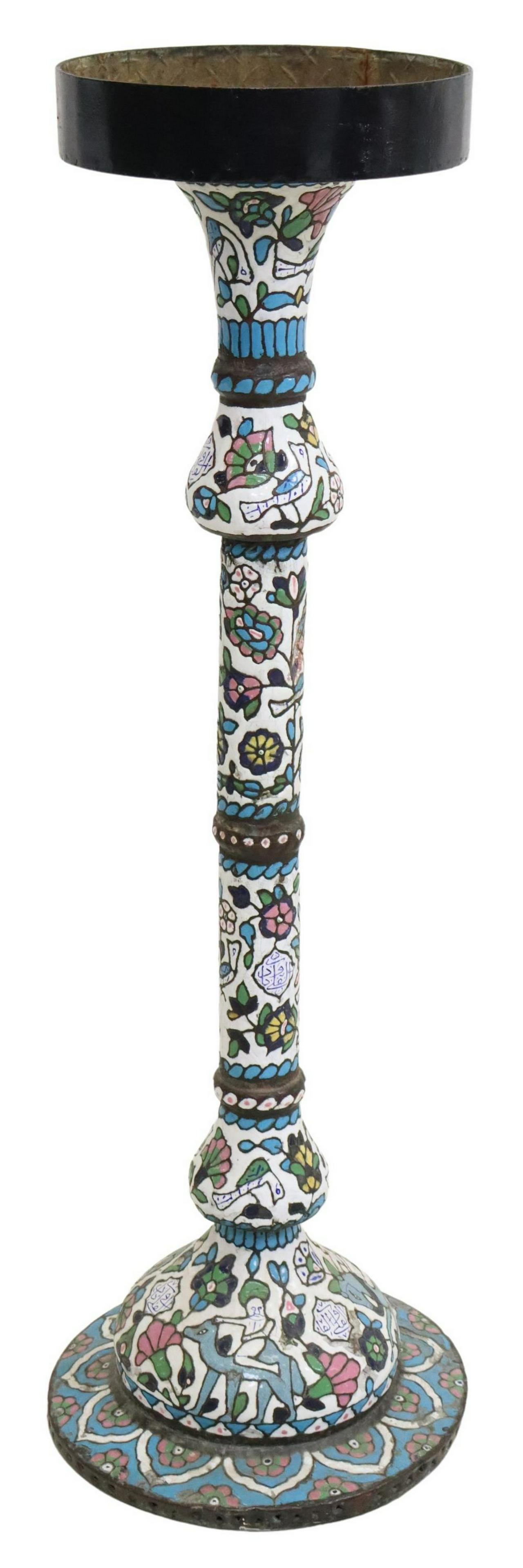 SYRIAN POLYCHROME ENAMELED MIXED METAL STAND (1 of 4)