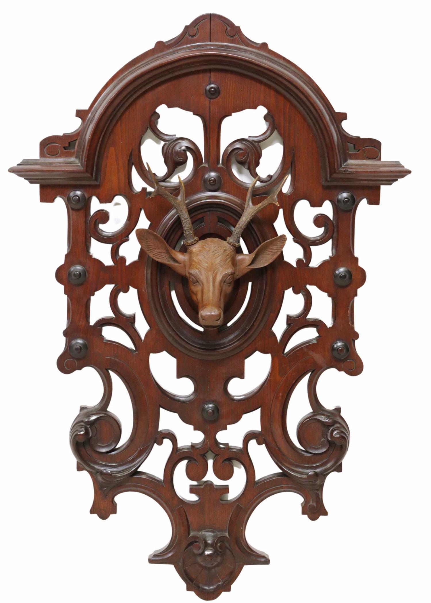 ARCHITECTURAL CARVED DEER HEAD WALL PLAQUE, 47"h (1 of 3)