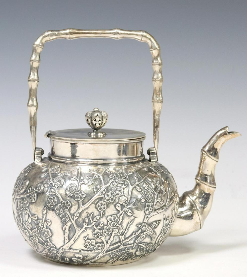 CHINESE EXPORT SILVER TEA KETTLE (1 of 5)
