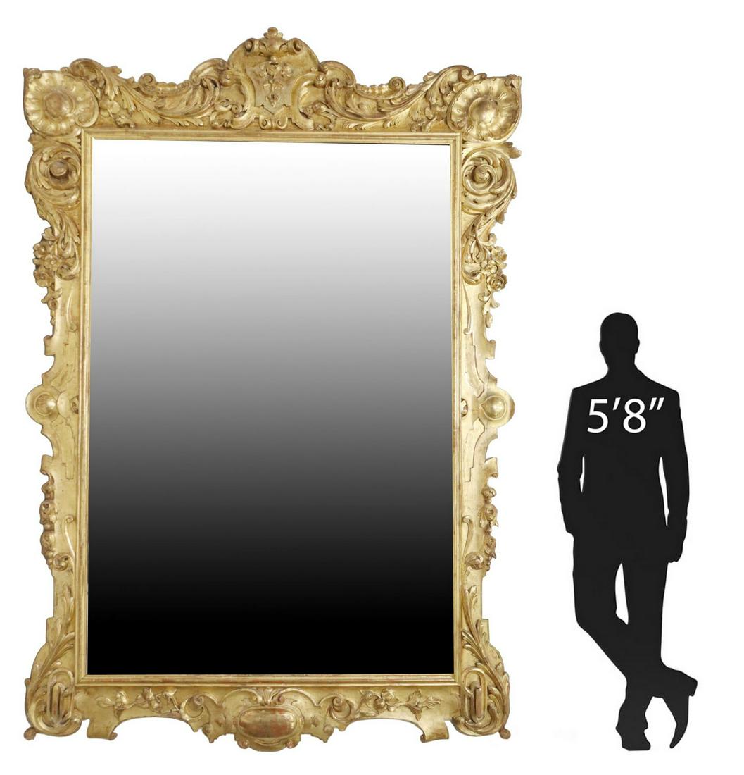 LARGE BAROQUE STYLE GILTWOOD MIRROR, 111"H (1 of 4)