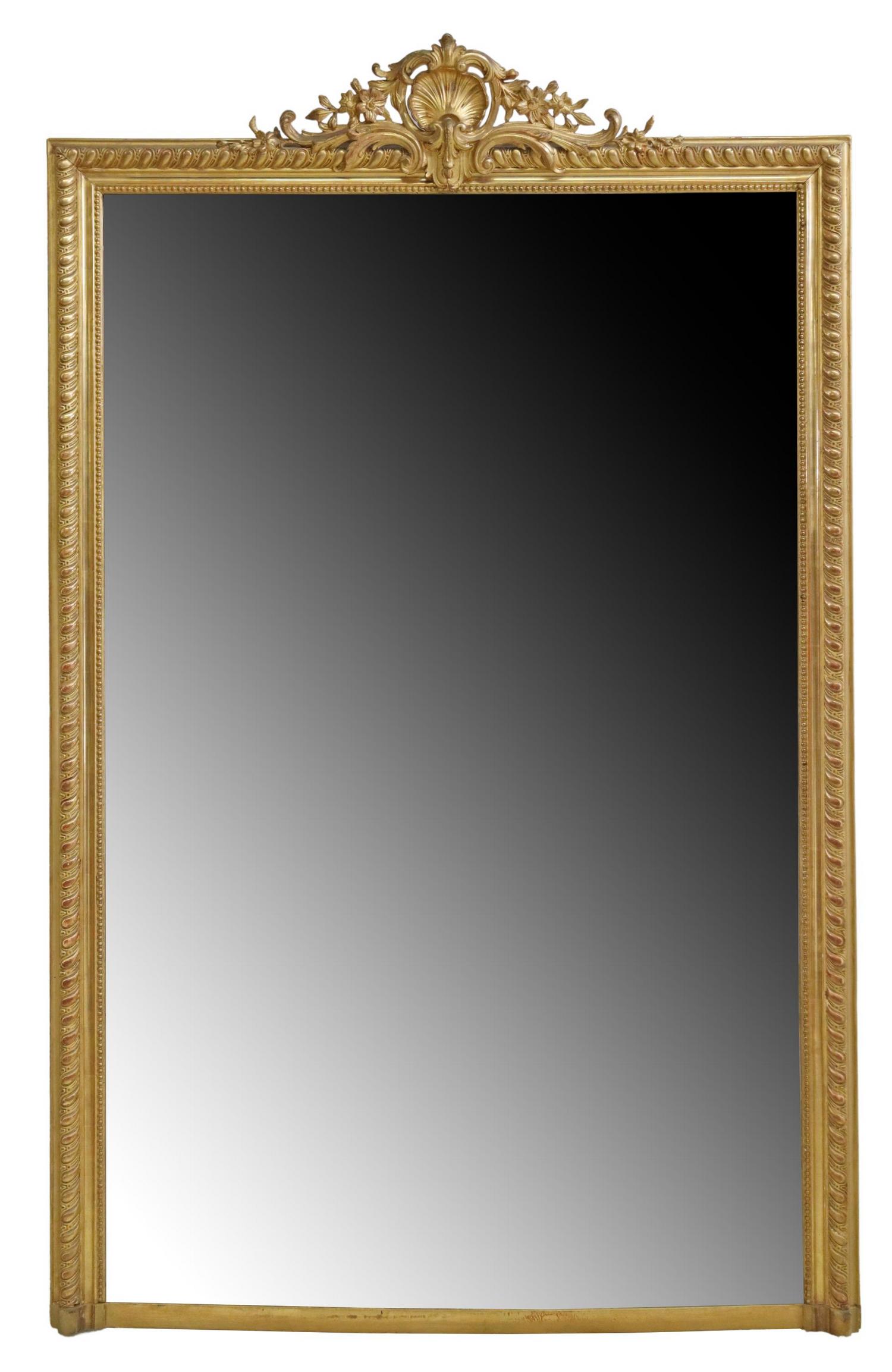 LARGE FRENCH LOUIS XV STYLE GILTWOOD WALL MIRROR (1 of 3)