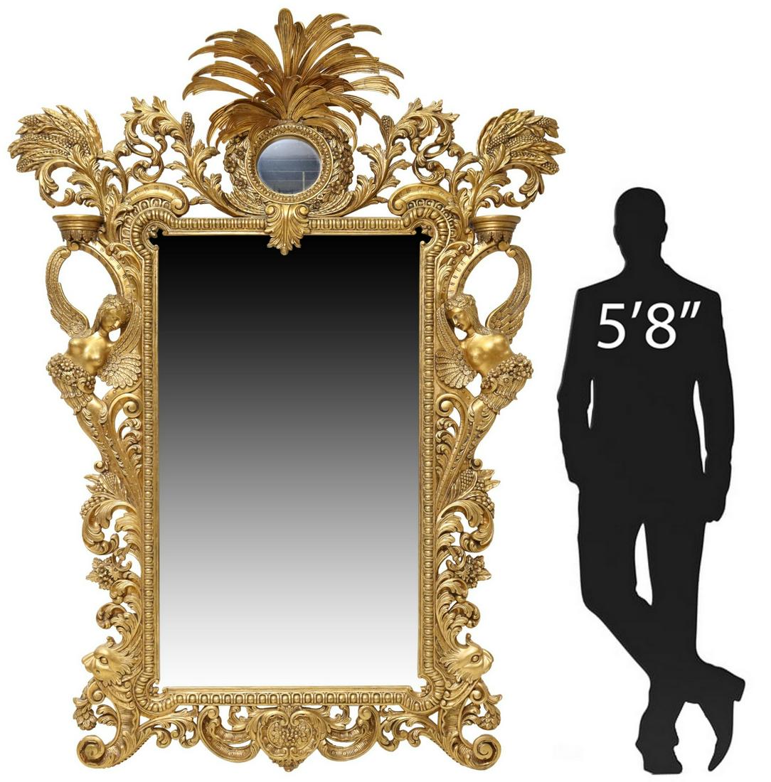 MONUMENTAL BAROQUE STYLE GILTWOOD MIRROR, 92"H (1 of 4)