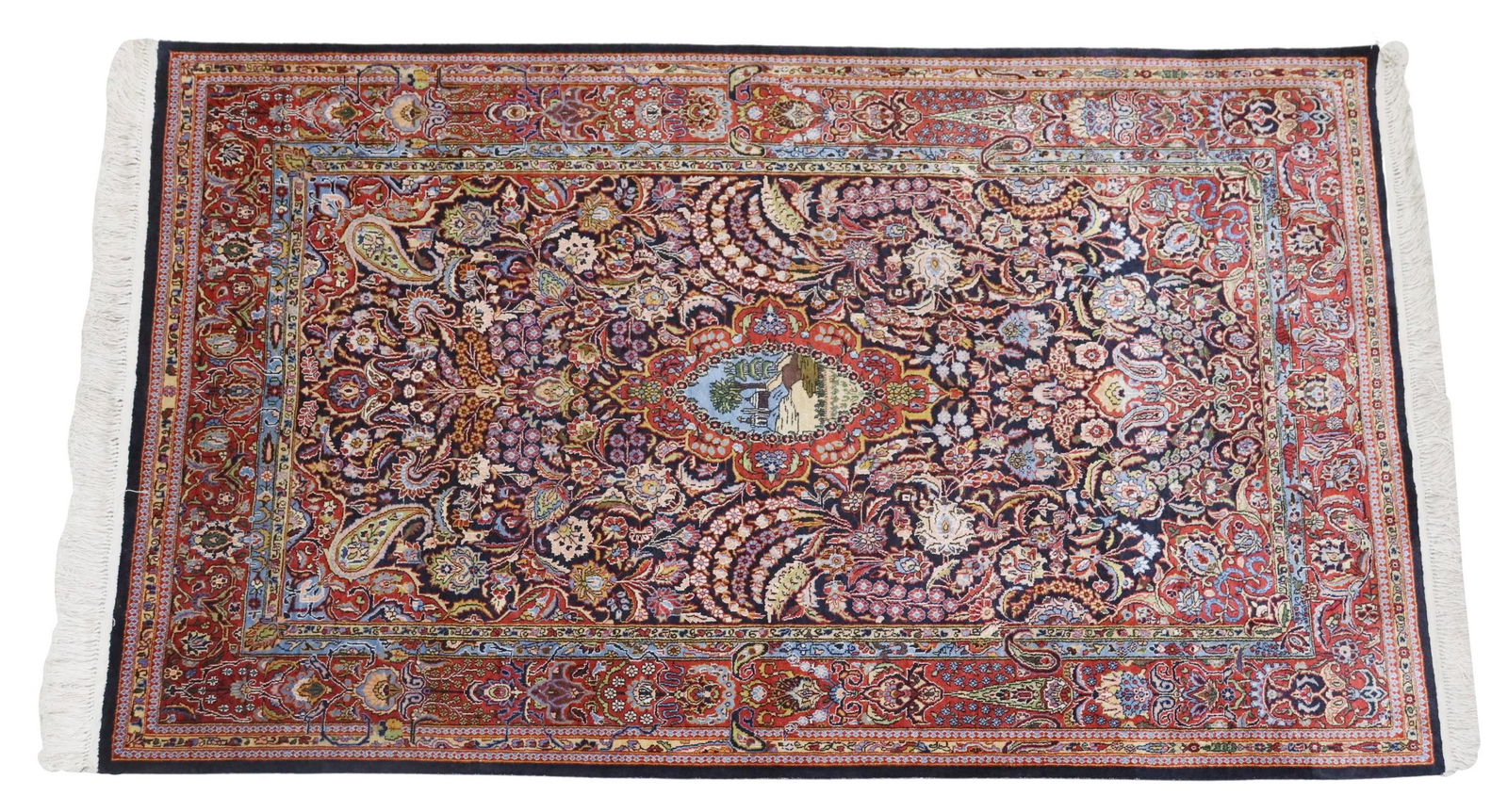 HAND-TIED PERSIAN KASHAN SILK RUG, 6'4" X 3'11.75" (1 of 3)