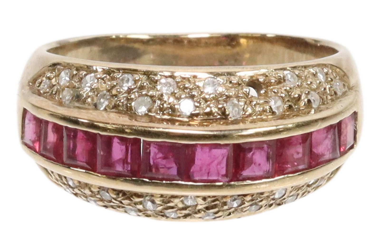 ESTATE 14KT YELLOW GOLD RUBY & DIAMOND RING (1 of 4)
