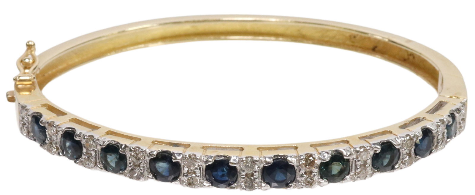 ESTATE 14KT YG SAPPHIRE & DIAMOND BANGLE BRACELET (1 of 7)