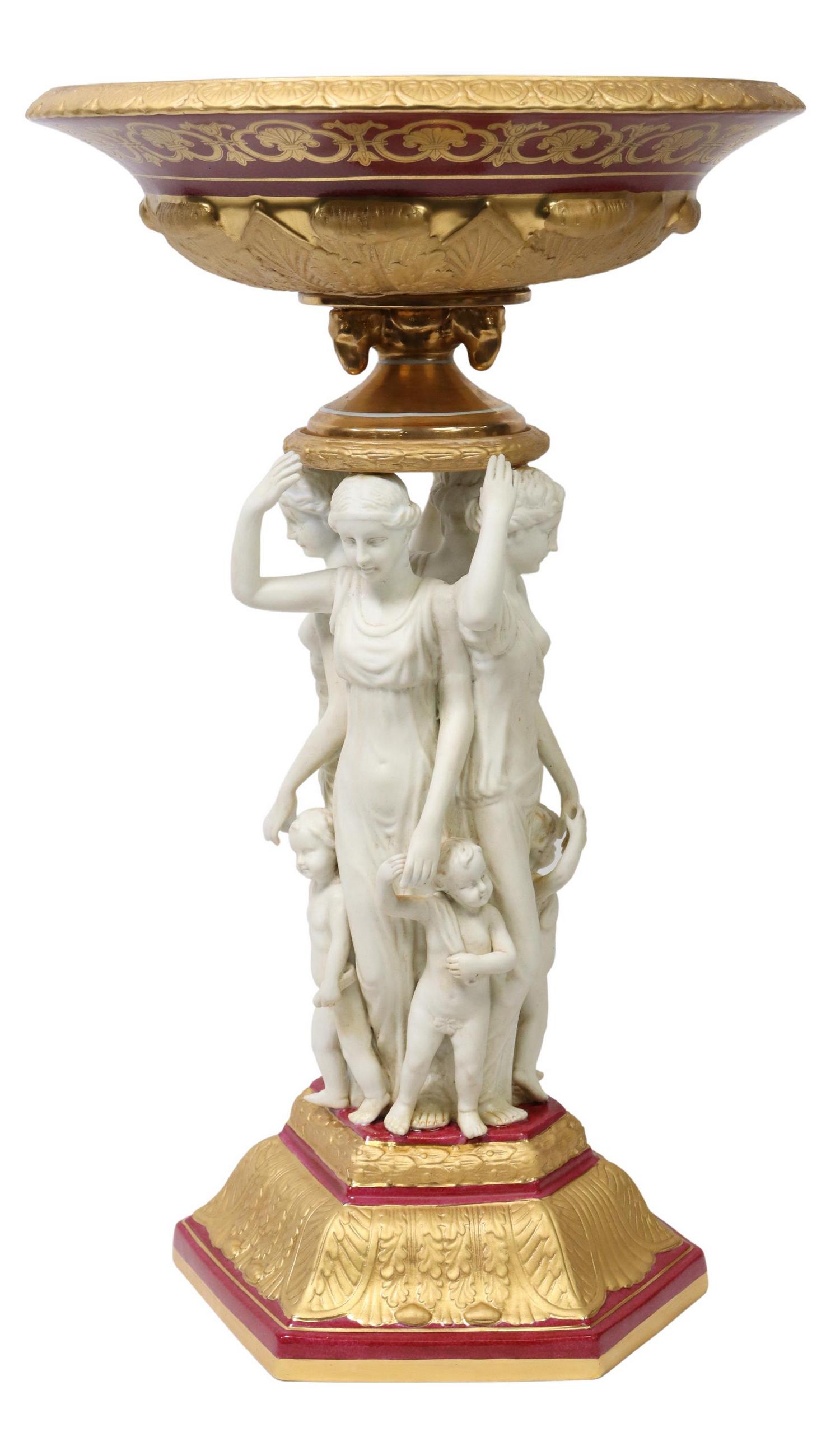 LARGE PARCEL GILT PORCELAIN FIGURAL CENTERPIECE (1 of 5)