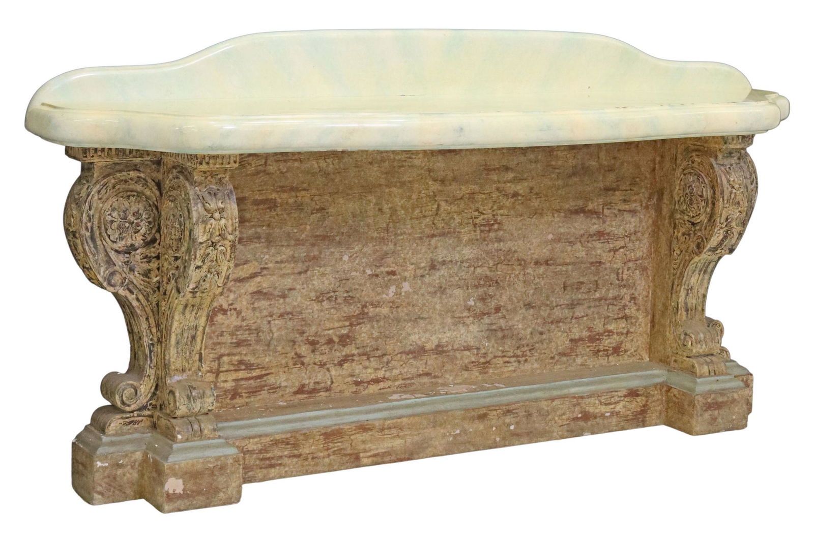 MARBLEIZED PAINTED TOP CONSOLE TABLE (1 of 4)