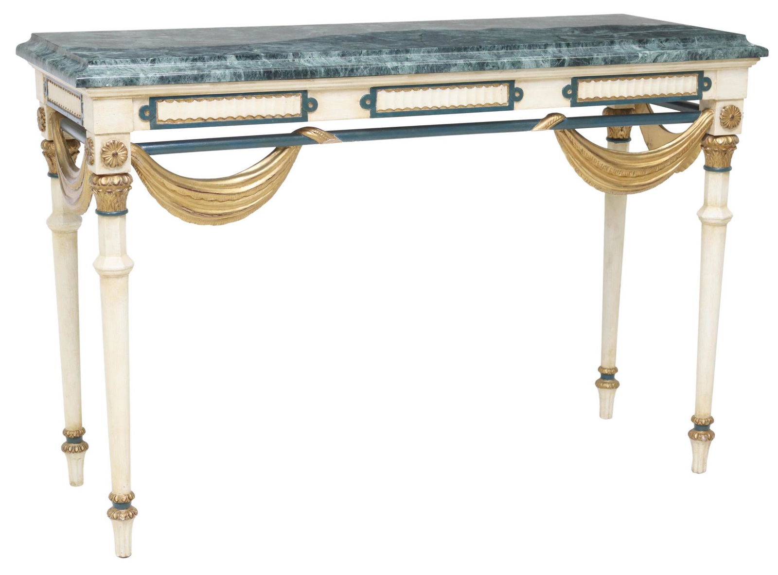 NEOCLASSICAL STYLE MARBLE TOP PARCEL GILT CONSOLE (1 of 4)