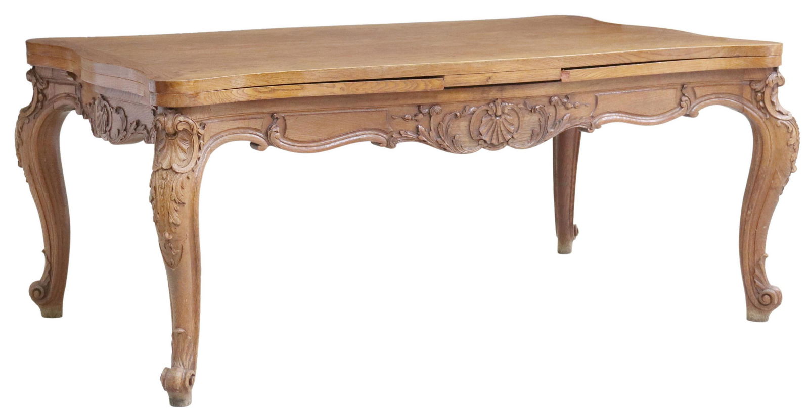 FRENCH PROVINCIAL LOUIS XV STYLE OAK DINING TABLE (1 of 6)