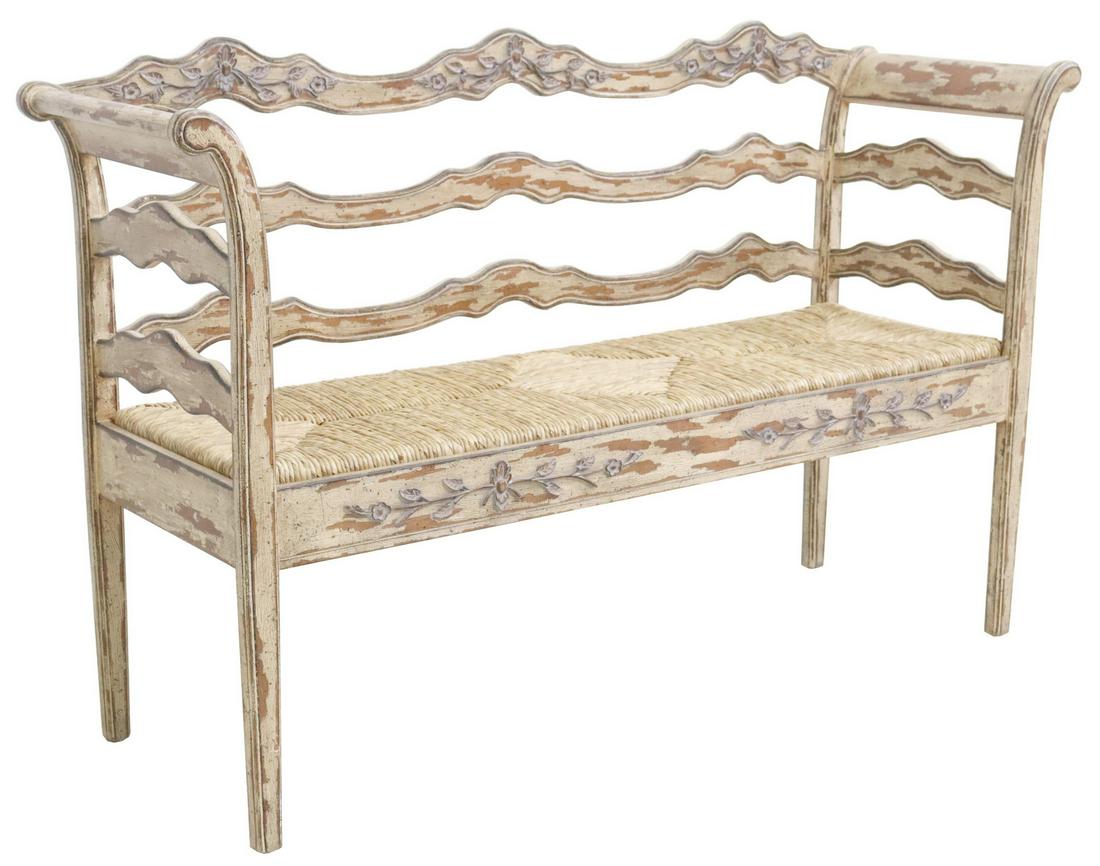 CONTEMPORARY PROVINCIAL STYLE RUSH SEAT BENCH (1 of 3)