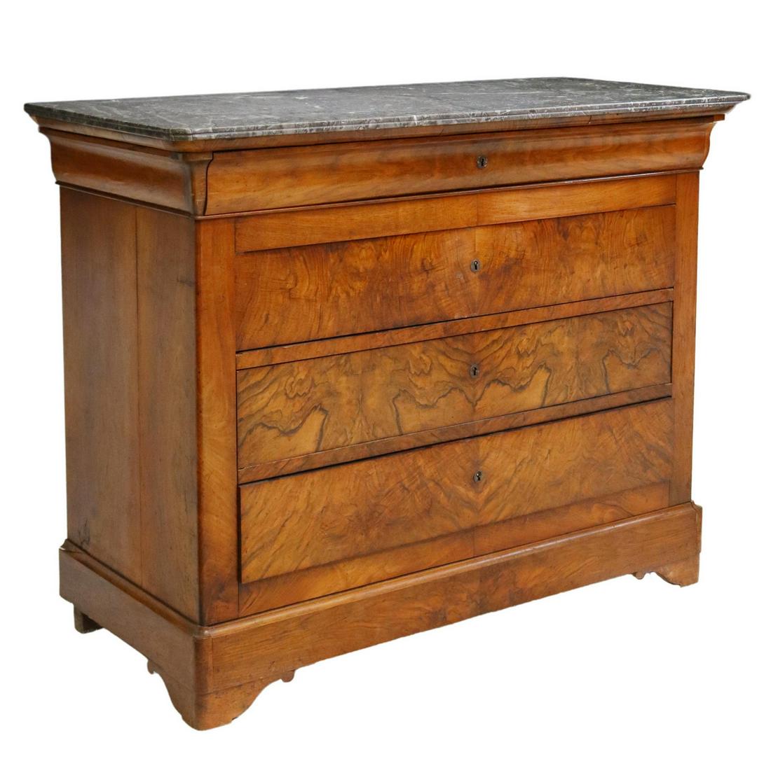 FRENCH LOUIS PHILIPPE BURLED WALNUT COMMODE (1 of 5)