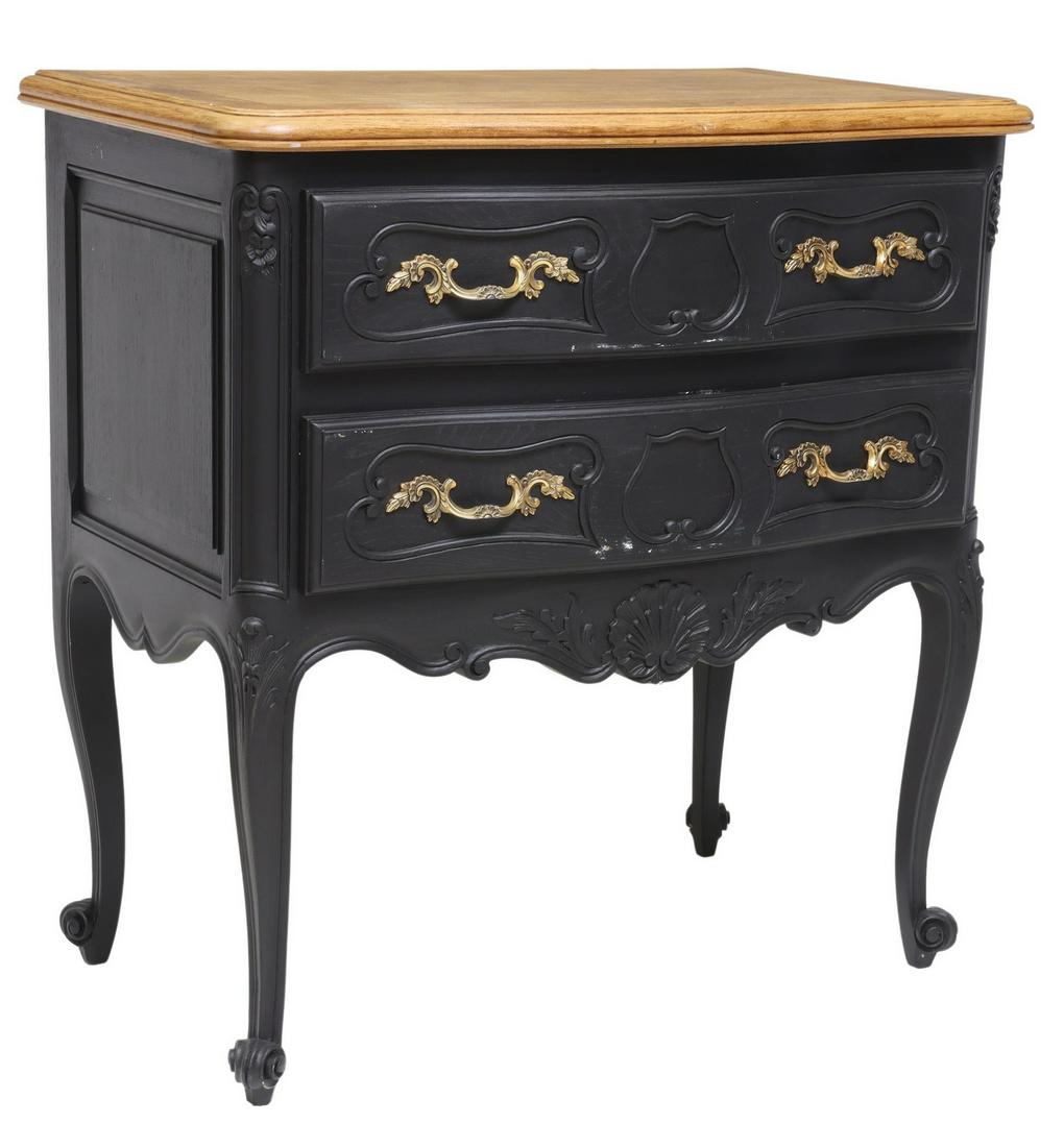FRENCH LOUIS XV STYLE BLACK PAINTED COMMODE (1 of 5)