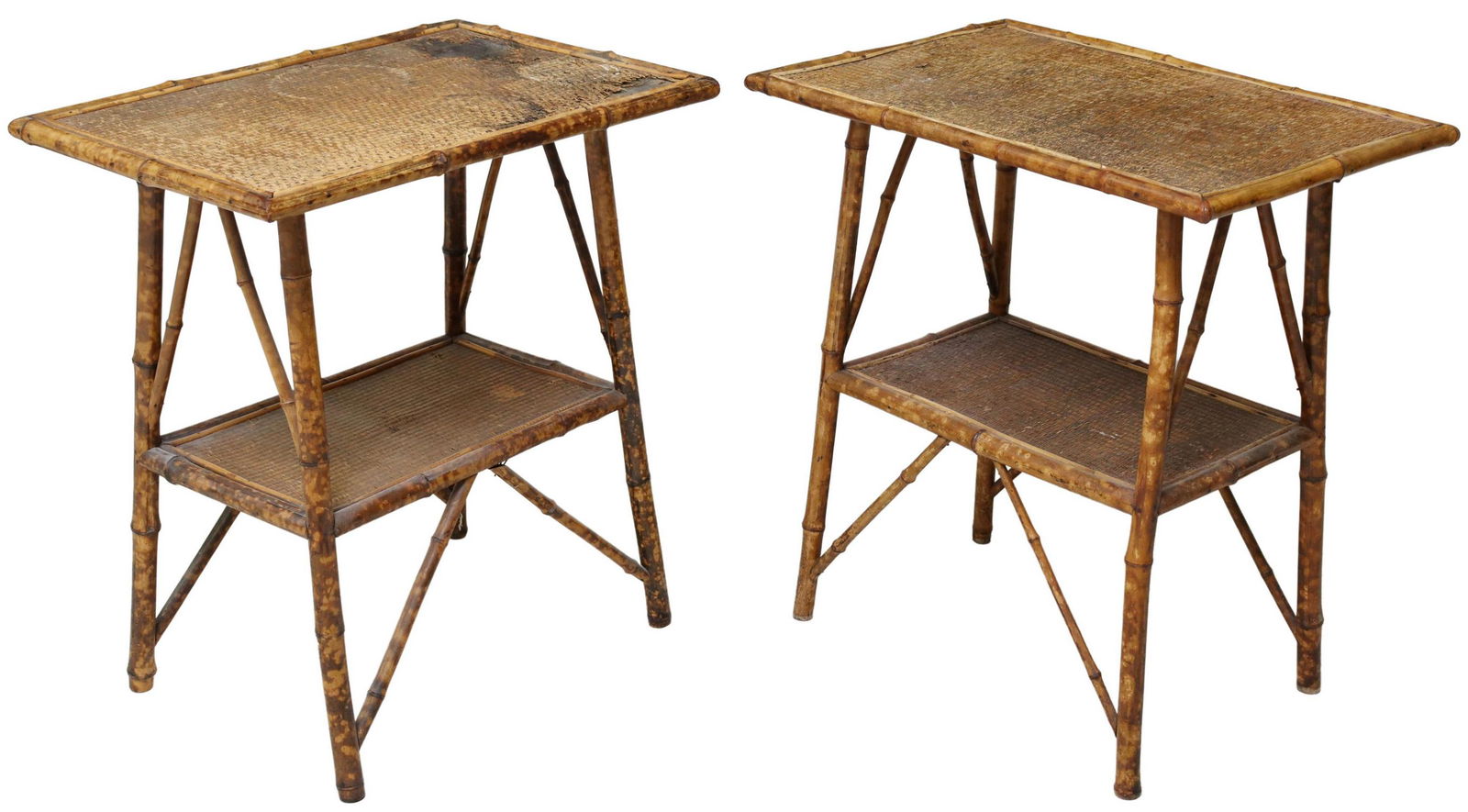 (2) ENGLISH VICTORIAN BAMBOO TWO-TIER TABLES (1 of 4)