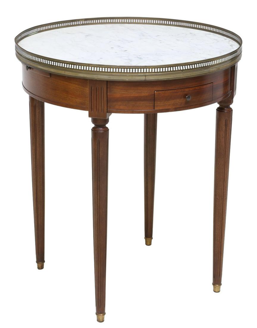 FRENCH LOUIS XVI STYLE MARBLE-TOP BOUILLOTTE TABLE (1 of 5)