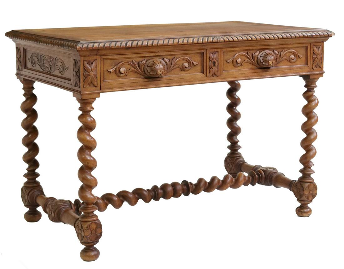 FRENCH LOUIS XIII STYLE TWIST LEG WRITING TABLE (1 of 5)