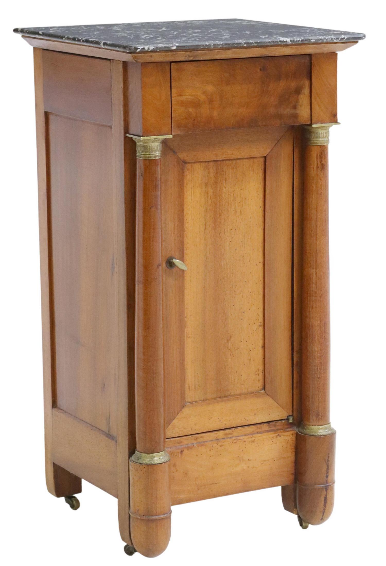 FRENCH EMPIRE STYLE MARBLE-TOP MAHOGANY NIGHTSTAND (1 of 6)