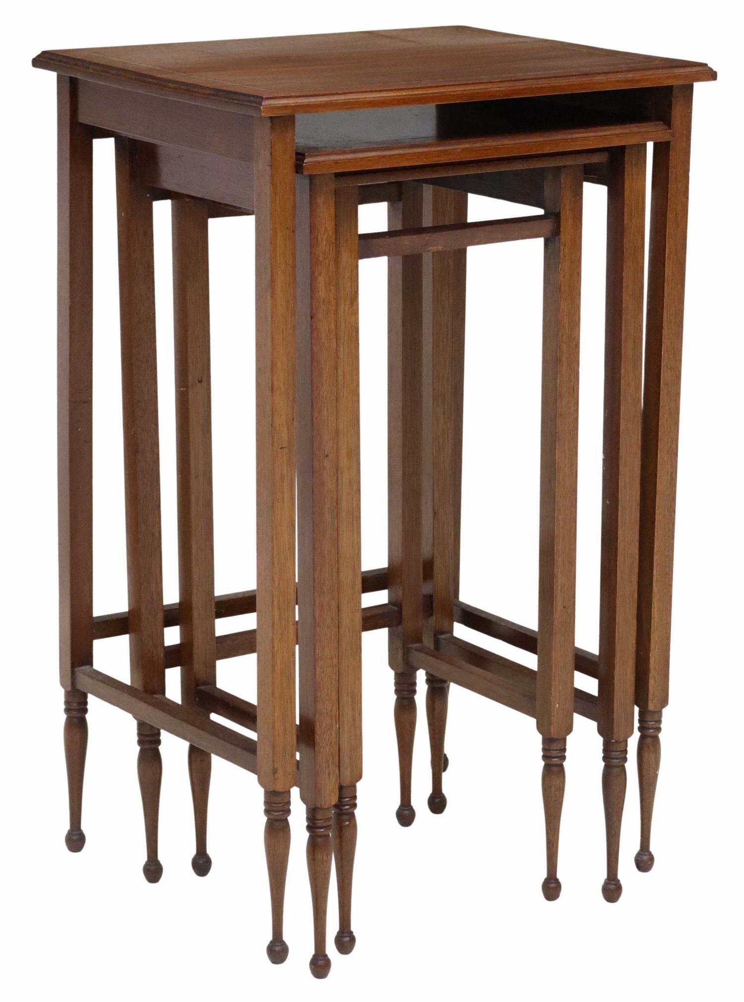 (3) EDWARDIAN MAHOGANY NESTING TABLES (1 of 5)